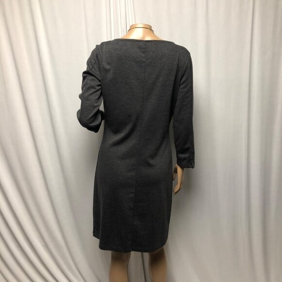 Old Navy Dress Womens Size Medium Charcoal Gray Long Sleeve Knit Sheath Office - Picture 4 of 8